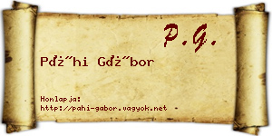 Páhi Gábor névjegykártya